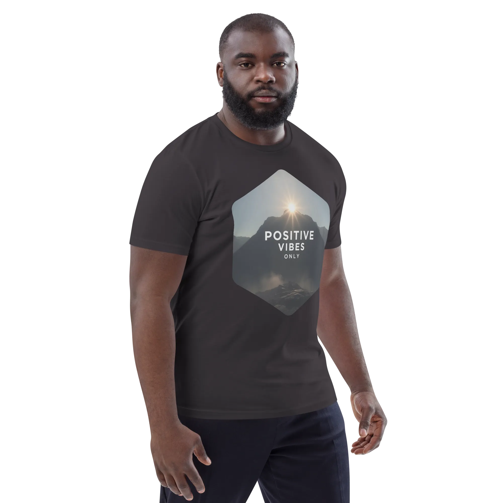 A single, unbleached cotton t-shirt hangs limply from a rough-hewn wooden hanger against a stark, shadow-drenched wall. Dust 