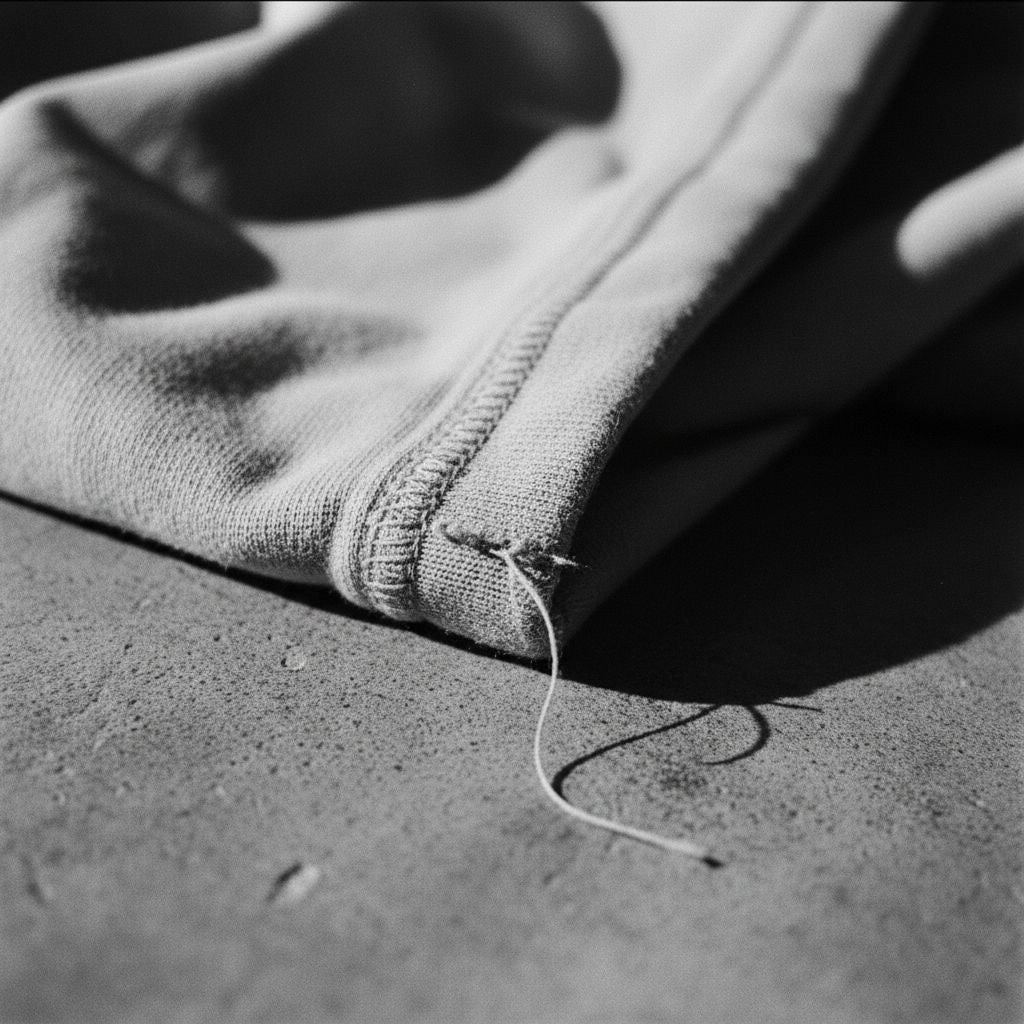 A rugged western landscape juxtaposed with organic cotton fabric textures.