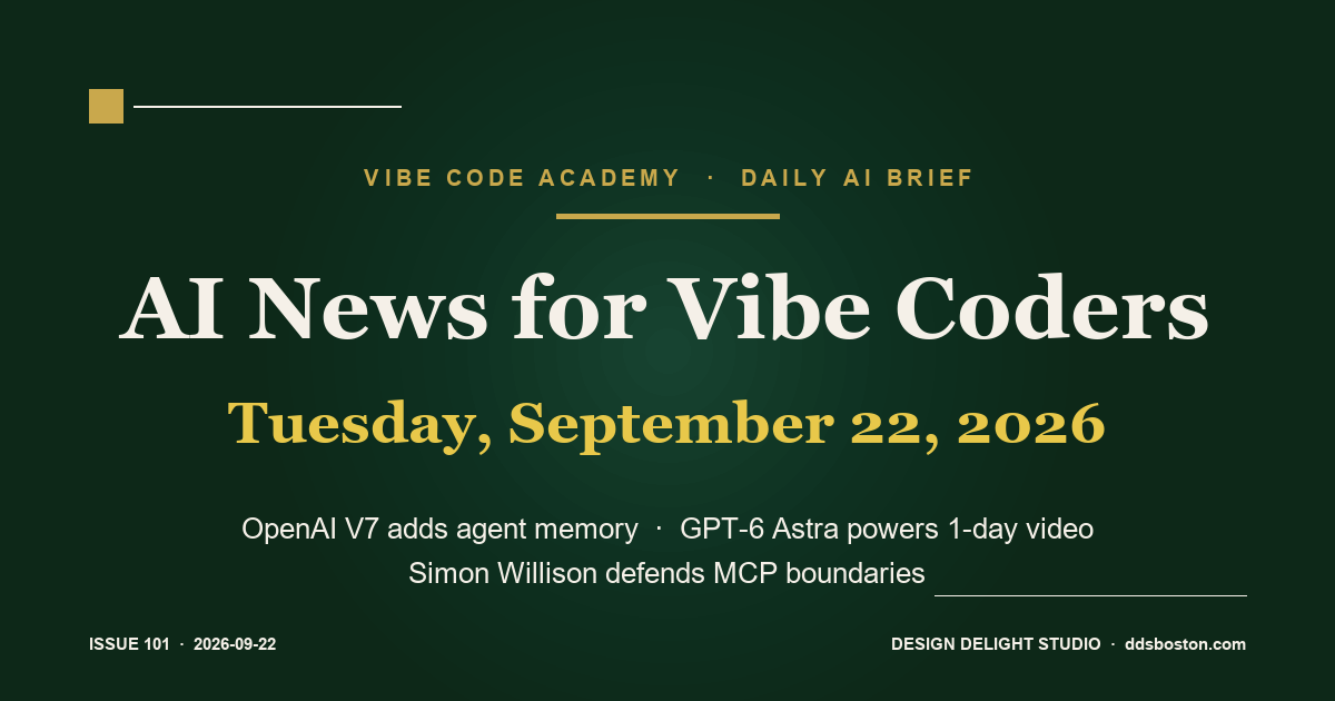 Vibe Code Academy daily AI news cover for September 22, 2026