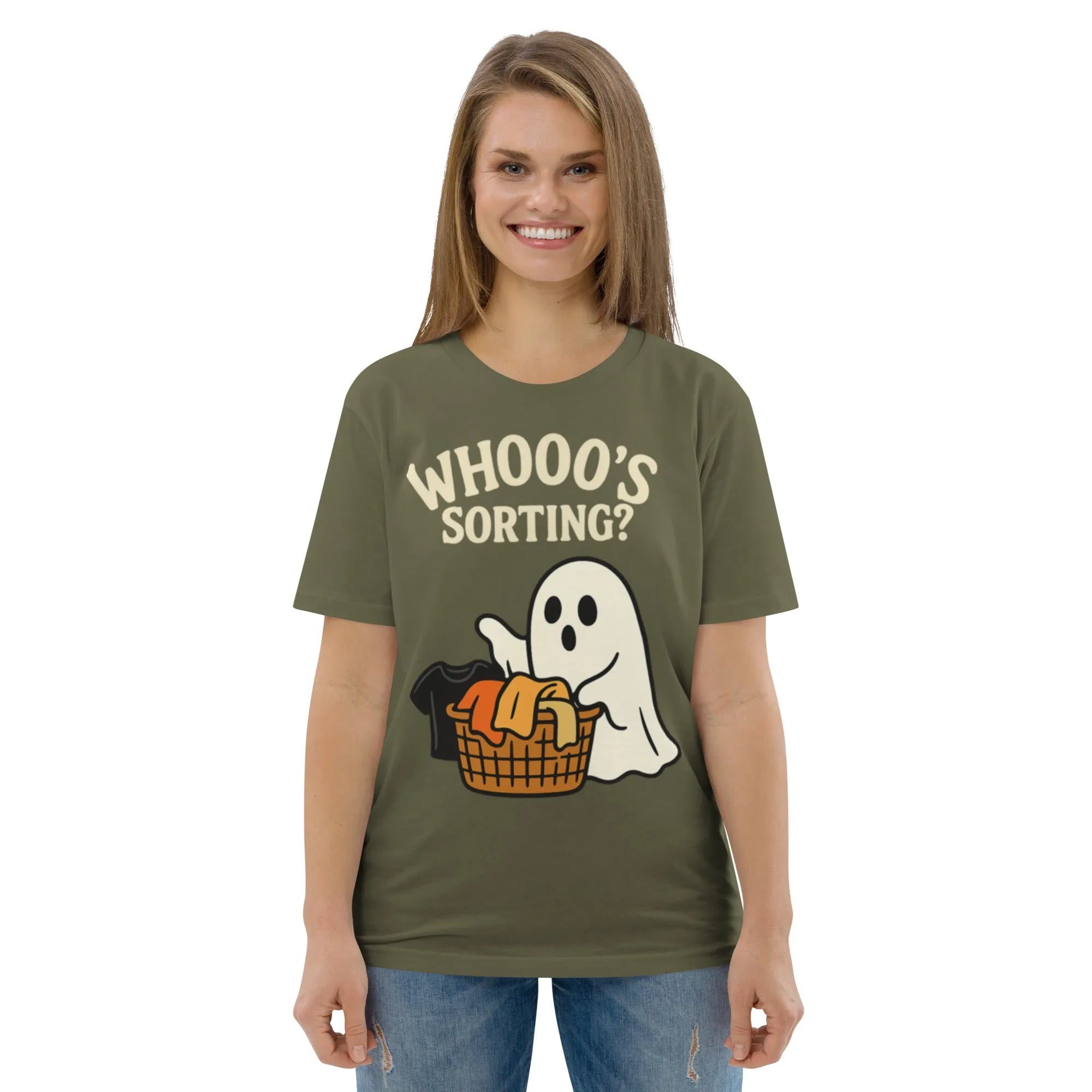 A GOTS certified organic cotton t-shirt, unbleached, with a subtle texture, under a single, warm light source.