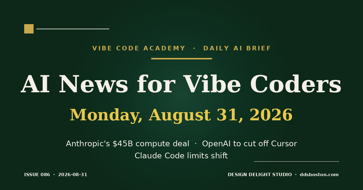 Vibe Code Academy daily AI news cover for August 31, 2026
