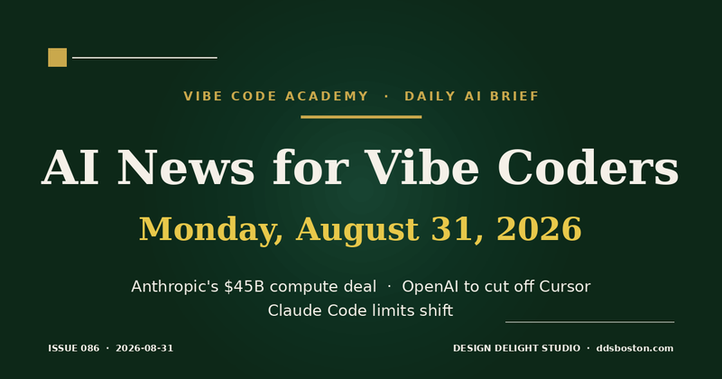 Vibe Code Academy daily AI news cover for August 31, 2026