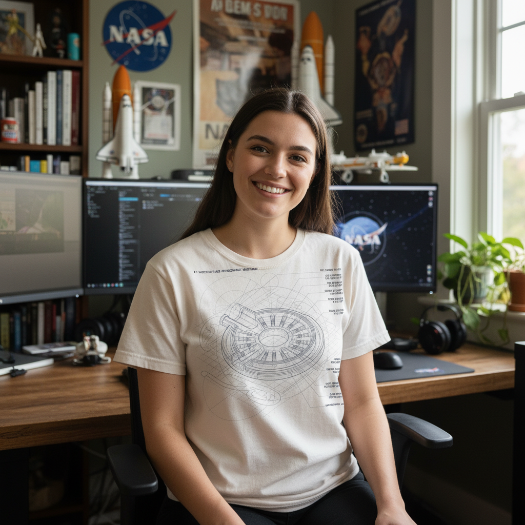Apollo Schematic Tee — GOTS-certified organic cotton T-shirt, printed to order by Design Delight Studio.