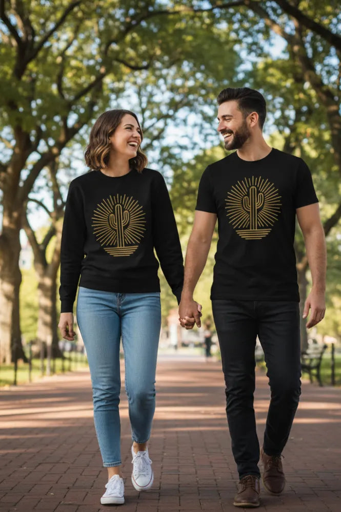 Sunburst Cactus Crewneck lifestyle and product verification shots