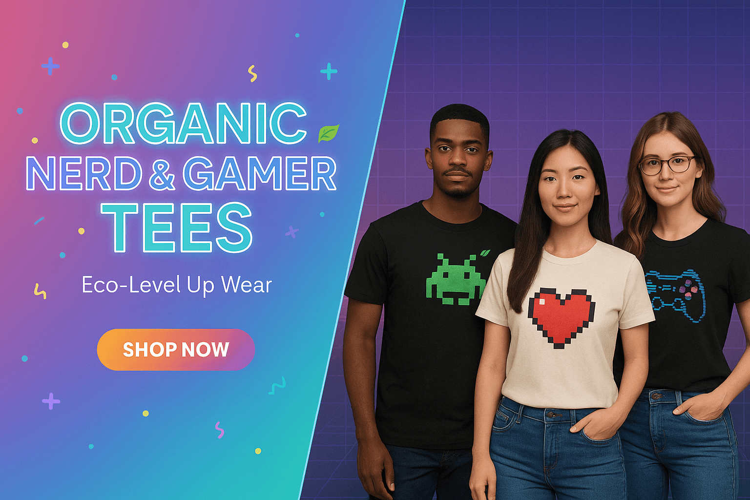 Organic Nerd &amp; Gamer T-Shirts | Eco-Level Up Wear