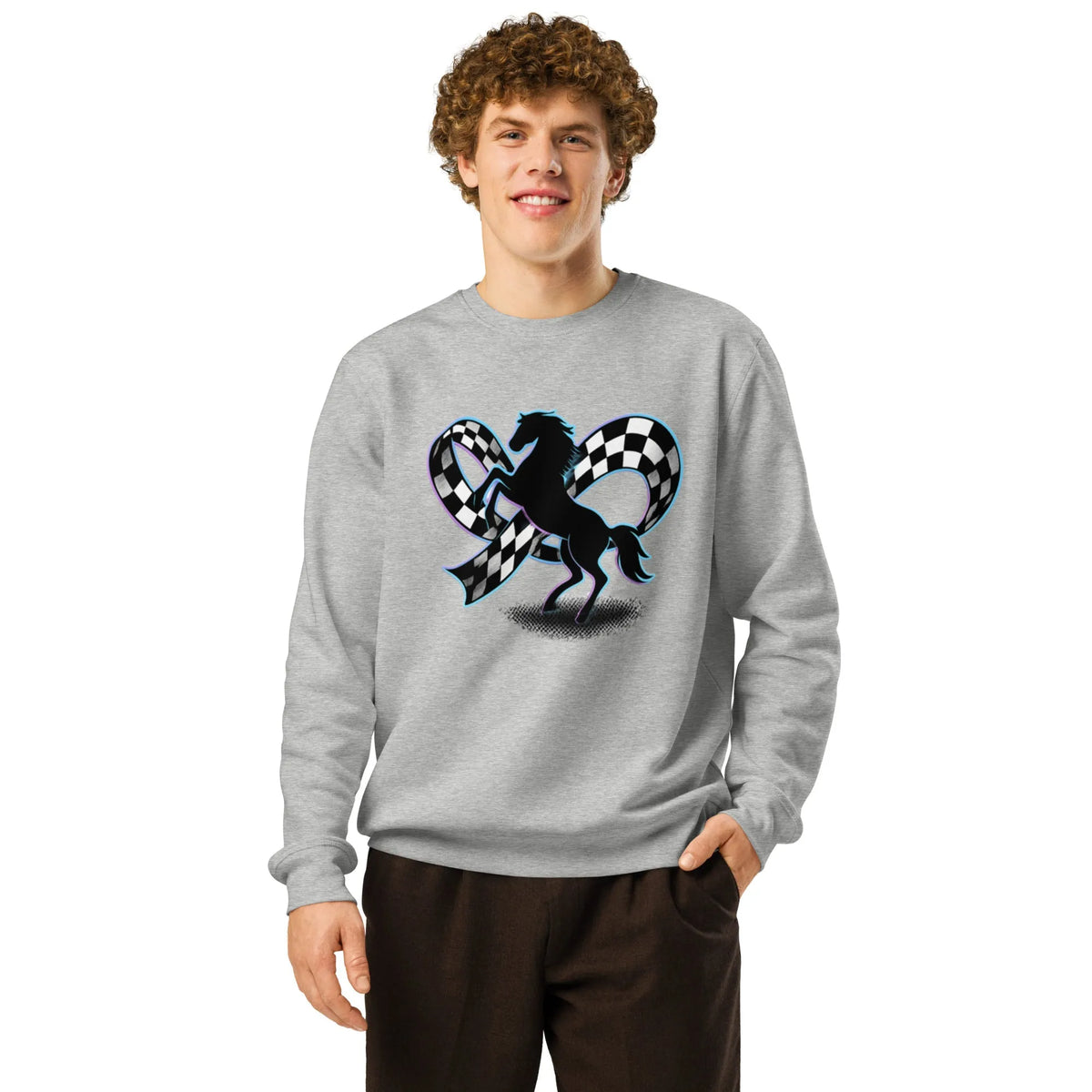Rearing Horse Organic Sweatshirt | Cowboy Renaissance - Sustainable Organic Design | Primary Mockup Front View