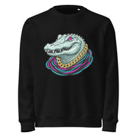 Neon Gator Organic Sweatshirt | Y2K Cyber Streetwear (GOTS Certified) - Sustainable Organic Design | Primary Mockup Front View