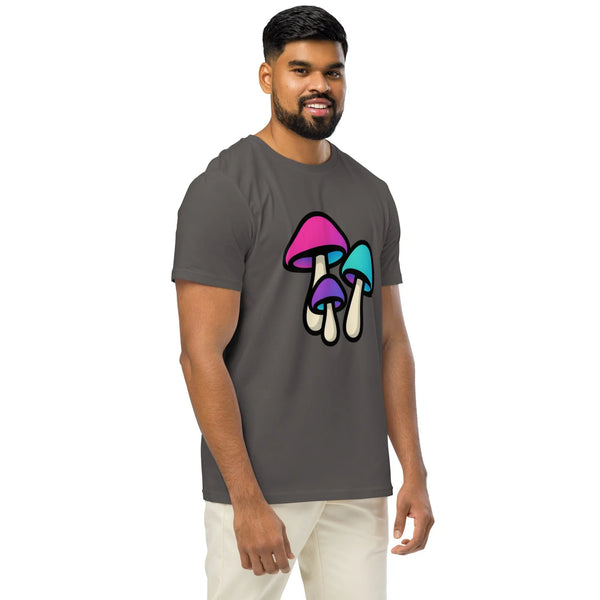 Neon Mushroom Trio | Organic Cotton Y2K Graphic Tee - Sustainable Organic Design | Detailed Alternative View