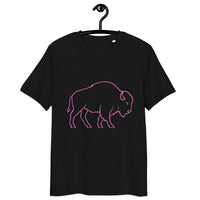 Neon Bison Glow – Organic Cotton T-Shirt - Sustainable Organic Design | Detailed Alternative View