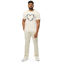 Barbed Wire Heart Organic T-Shirt | Cowboy Renaissance - Sustainable Organic Design | Primary Flat-lay Front View
