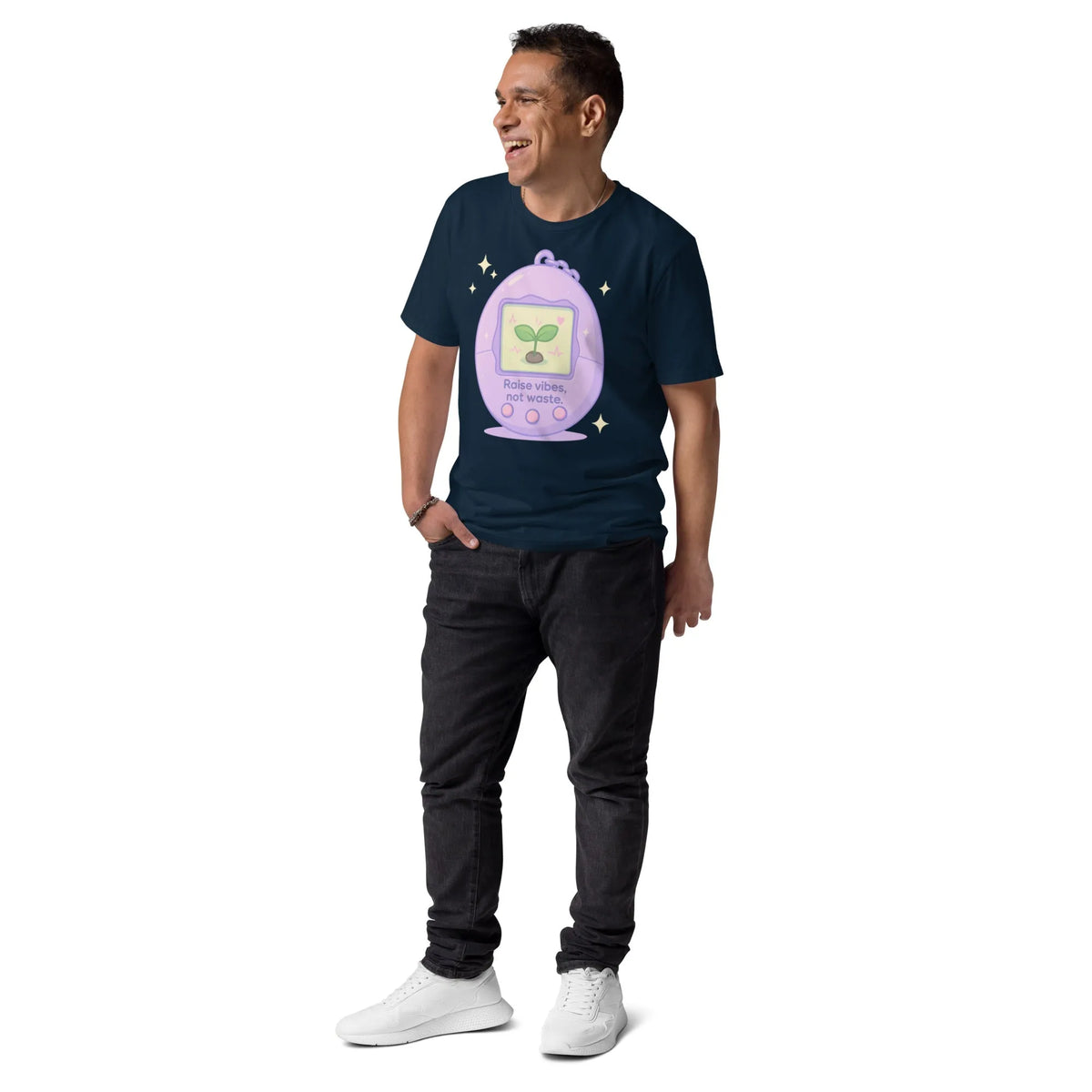 Unisex Virtual Pet Tee – Organic Cotton Retro Gamer Streetwear - Sustainable Organic Design | Primary Mockup Front View