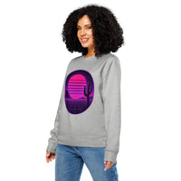 Organic Vaporwave Sunset Sweatshirt | Retro Gamer Edition - Sustainable Organic Design | Primary Mockup Front View