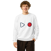 Organic Cotton Play & Record Sweatshirt – GOTS & Vegan Certified - Sustainable Organic Design | Primary Mockup Front View