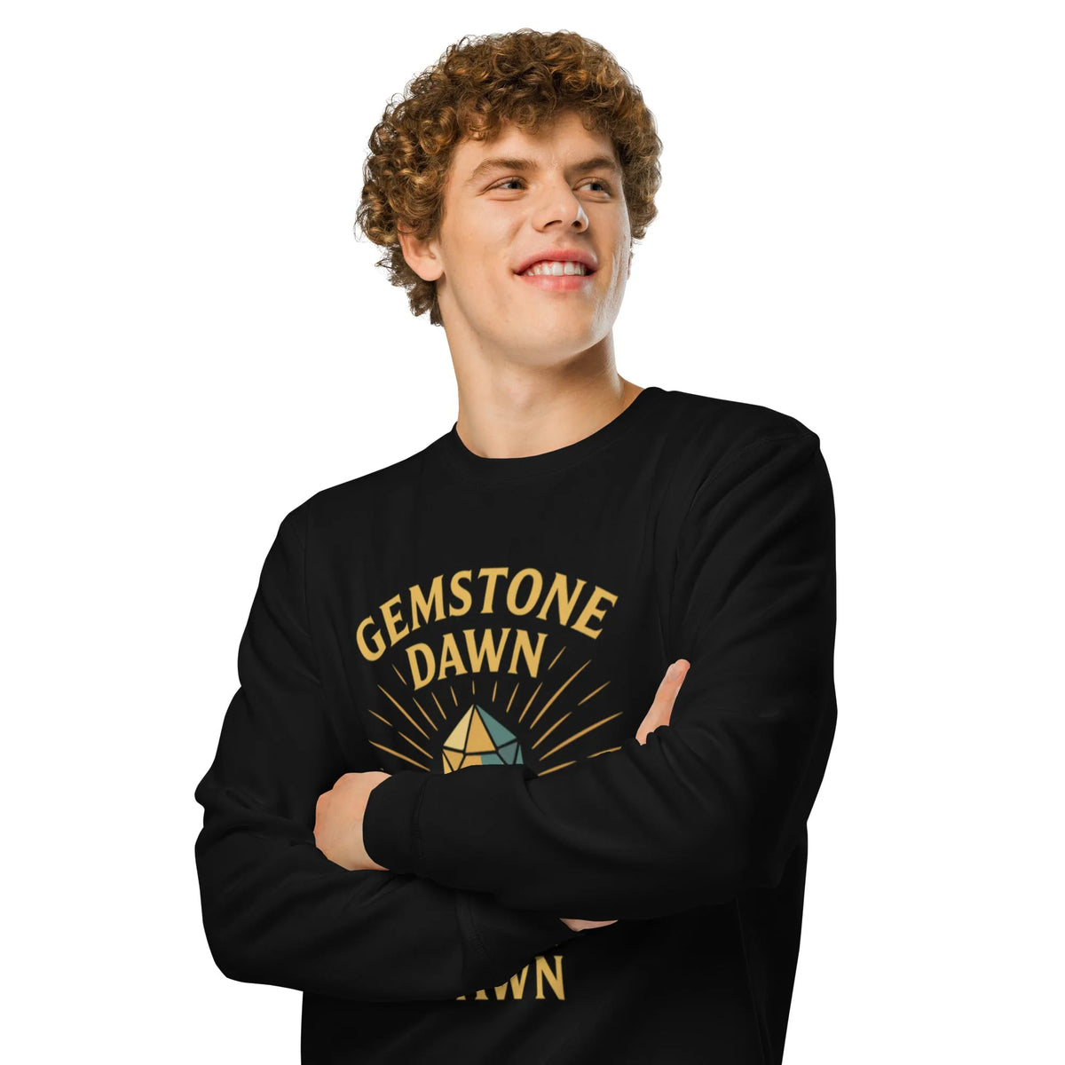 Gemstone Dawn Organic Gamer Sweatshirt - Sustainable Organic Design | Primary Mockup Front View