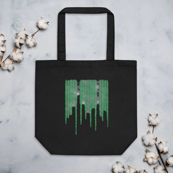 Digital Stream Organic Tote Bag | Sustainable Carry for the Modern Innovator - Sustainable Organic Design | Primary Flat-lay Front View