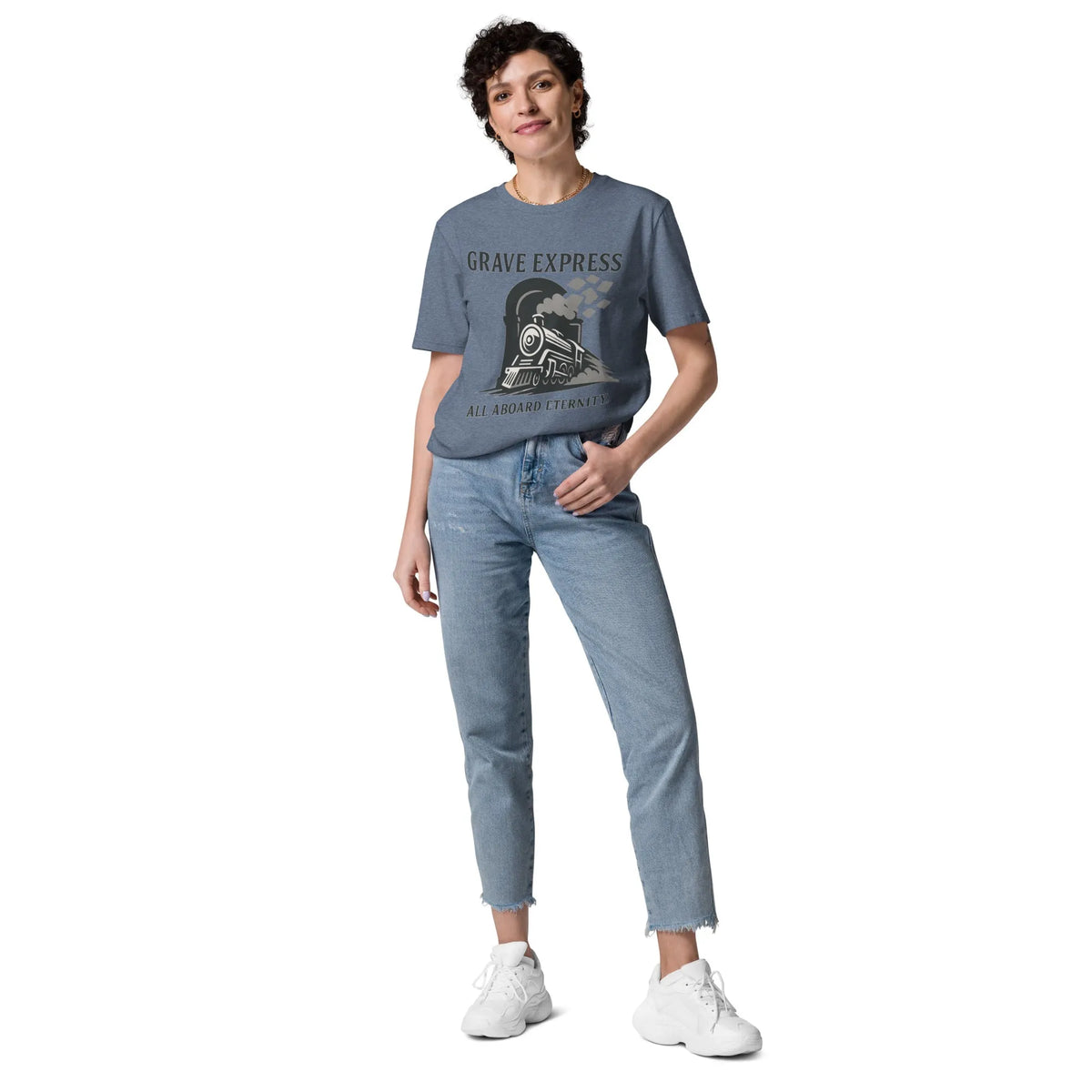 Grave Express Organic Cotton Tee - Sustainable Streetwear - Sustainable Organic Design | Primary Mockup Front View
