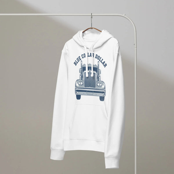 Blue Collar Dollar Hoodie - Organic Cotton Sustainable Workwear - Sustainable Organic Design | Detailed Alternative View