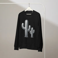 Chrome Cactus Organic Sweatshirt | Modern Western Collection - Sustainable Organic Design | Detailed Alternative View
