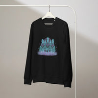 Neon Spirit Horses Organic Sweatshirt | Cosmic Western - Sustainable Organic Design | Primary Mockup Front View