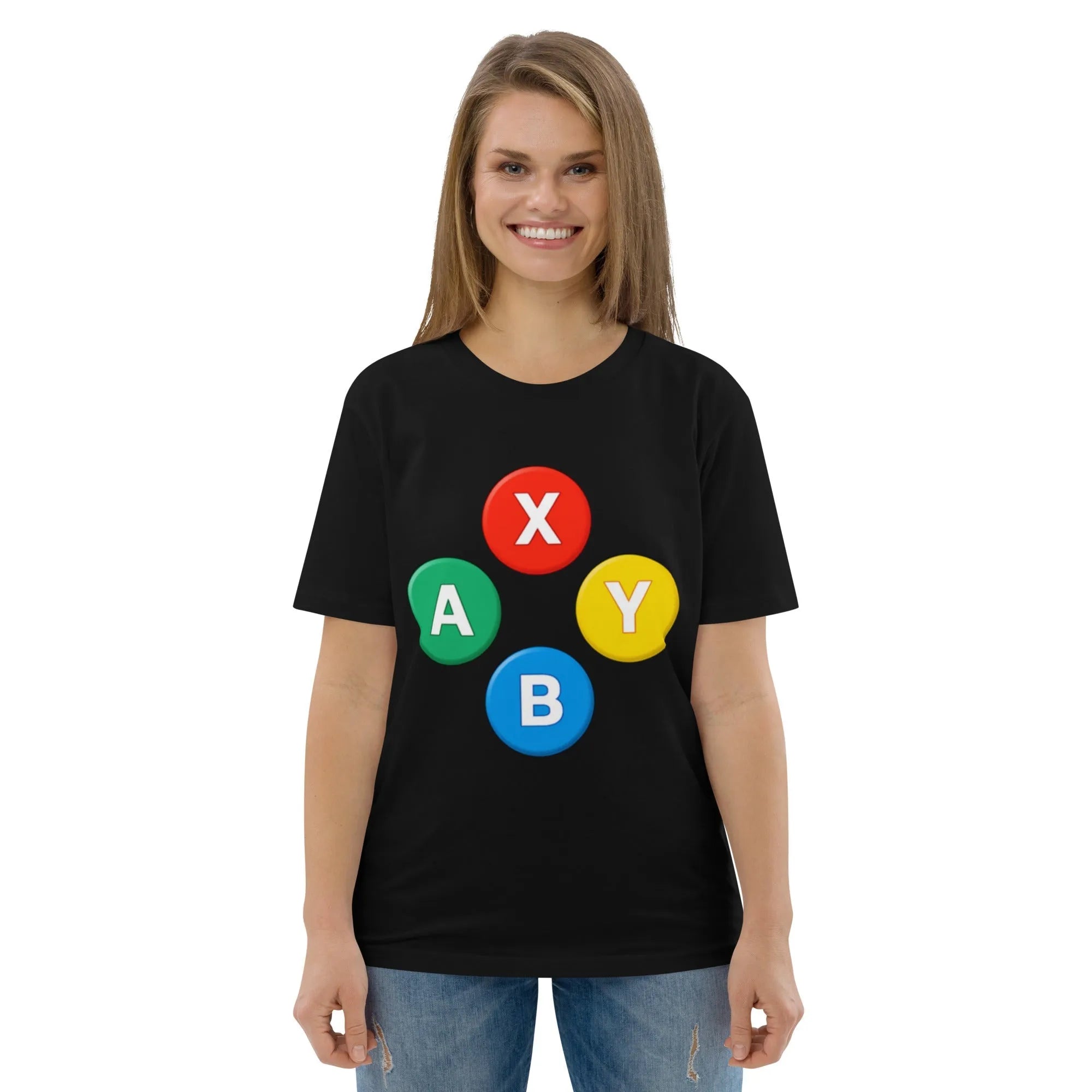 ABXY Controller Tee | Sustainably Crafted Organic Gaming Apparel - Sustainable Organic Design | Primary Mockup Front View