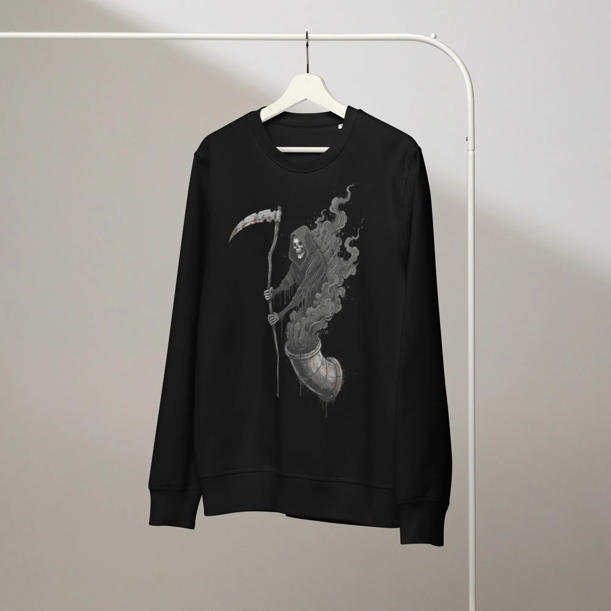 Grim Reaper Rising Organic Crewneck - Sustainable Gamer Streetwear - Sustainable Organic Design | Detailed Alternative View