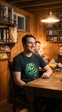 Sustainable Retro Gaming Mind Map Organic Cotton T-Shirt - Kitchen Table Casual (CCG) in Cozy Game Den - Mainboard Staple