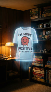 The Proton Tee - Holographic Display in Cozy Game Den - 90s Retro Sustainable