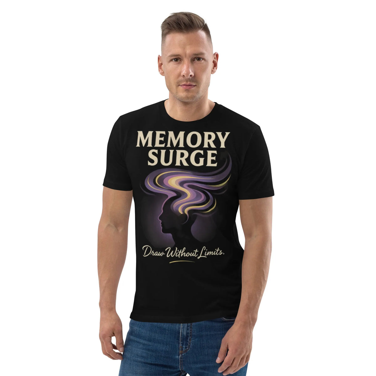 Memory Surge Organic Cotton T-Shirt | Sustainable Gamer Streetwear - Sustainable Organic Design | Primary Mockup Front View