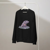 Vaporwave Gator Organic Sweatshirt | Retro Synthwave & Gamer Style - Sustainable Organic Design | Detailed Alternative View