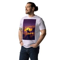 Desert Cowboy Organic Cotton T-Shirt - Western Sunset Graphic Tee - Design Delight Studio