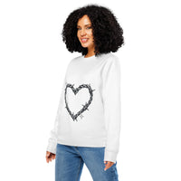 Barbed Wire Heart Sweatshirt – Love Hurts, But I Wear It Anyway - Sustainable Organic Design | Primary Mockup Front View
