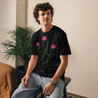 Neon Cactus Bloom Organic T-Shirt | Cowboy Renaissance Edition - Sustainable Organic Design | Primary Flat-lay Front View