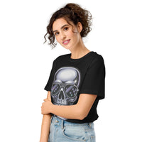 Retro Chrome Skull Organic T-Shirt | Y2K Aesthetic - Sustainable Organic Design | Detailed Alternative View