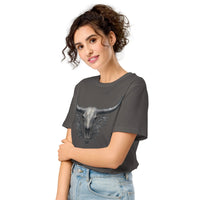Baroque Longhorn Skull Organic T-Shirt | Cowboy Renaissance - Sustainable Organic Design | Detailed Alternative View