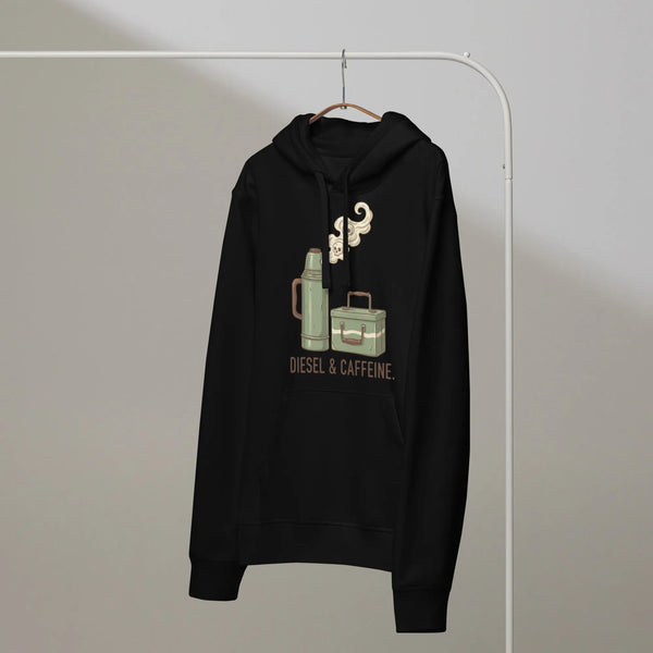 Diesel & Caffeine Organic Cotton Hoodie - Sustainable Mechanic Streetwear - Sustainable Organic Design | Detailed Alternative View