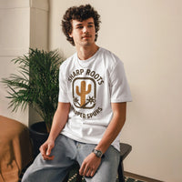 Sharp Roots Sharper Spurs Organic Tee - Cowboy Renaissance - Sustainable Organic Design | Primary Flat-lay Front View