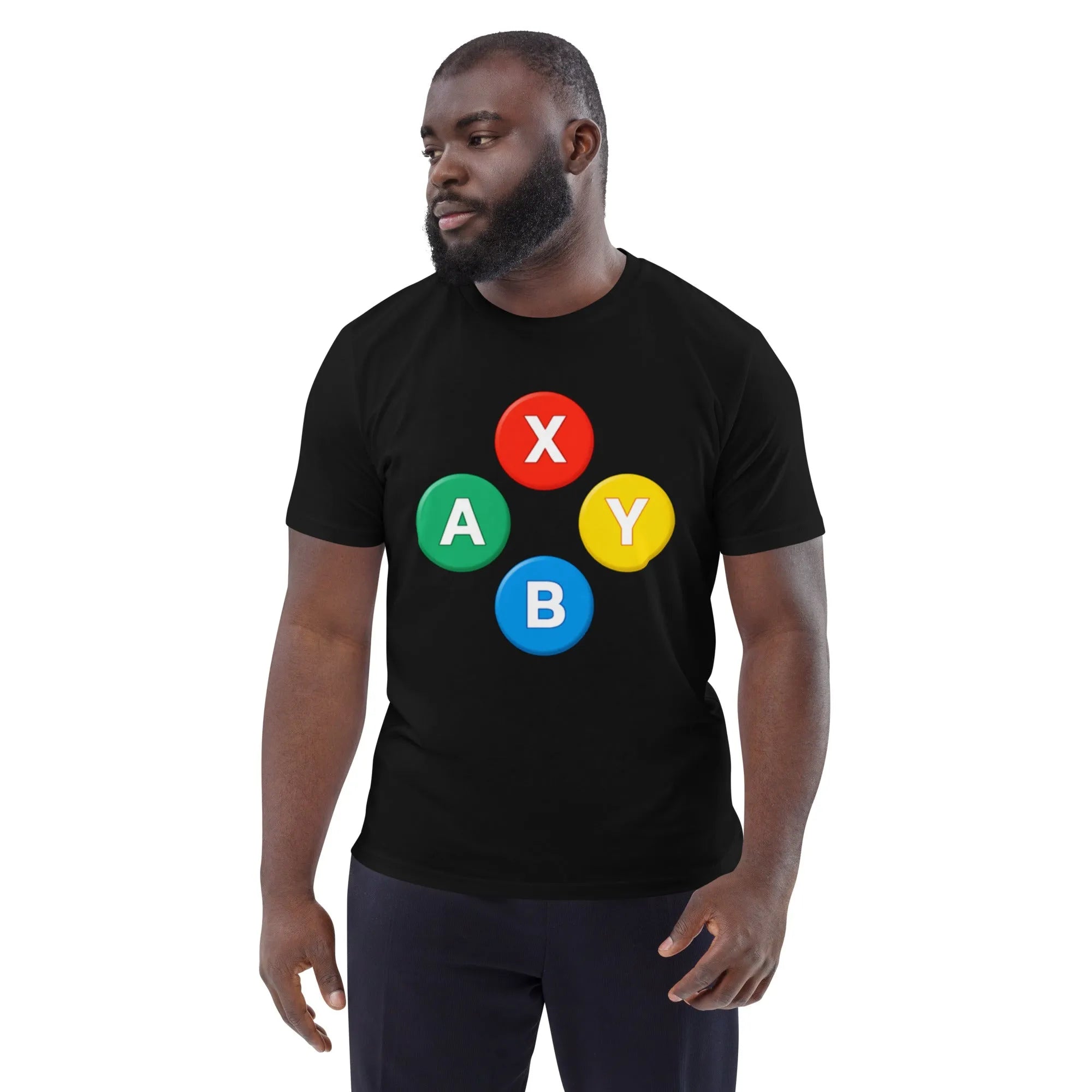 ABXY Controller Tee | Sustainably Crafted Organic Gaming Apparel - Sustainable Organic Design | Detailed Alternative View