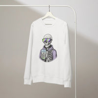 Boba Skeleton Organic Crewneck | Retro Y2K Graphic Sweatshirt - Sustainable Organic Design | Detailed Alternative View