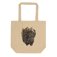 Bison & Wildflower Organic Tote Bag | Architect-Designed for Creative Life - Sustainable Organic Design | Primary Flat-lay Front View