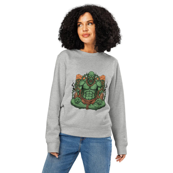 Industrial Orc Boss Organic Sweatshirt | Steampunk Gamer Gear - Sustainable Organic Design | Detailed Alternative View