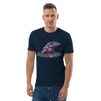 Neon Gator Organic Cotton T-Shirt | Sustainable Retro-Futuristic Design - Sustainable Organic Design | Detailed Alternative View