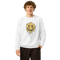Drip Smiley Organic Sweatshirt – 90s Grunge Revival - Sustainable Organic Design | Primary Mockup Front View