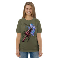 Crystal Shatter Sword Organic Tee | Minimalist Gamer Apparel - Sustainable Organic Design | Detailed Alternative View