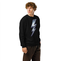 Chrome Lightning Bolt Sweatshirt – Charged with Style - Sustainable Organic Design | Primary Mockup Front View