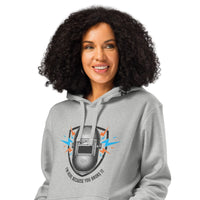 "I'm Here Because You Broke It" Organic Welder Hoodie | Sustainable Tradeswear - Sustainable Organic Design | Detailed Alternative View