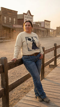 Gothic Victorian Skeleton Organic Cotton Sweatshirt - Modern Rancher in Western Town - Eco-Aesthetic Lifestyle