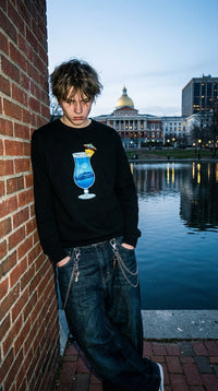 Vaporwave Car Cocktail Organic Sweatshirt - 90s Mall Goth in Boston Frog Pond - 90s Retro Sustainable