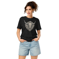 Ornate Longhorn Skull Organic T-Shirt - Sustainable Organic Design | Detailed Alternative View