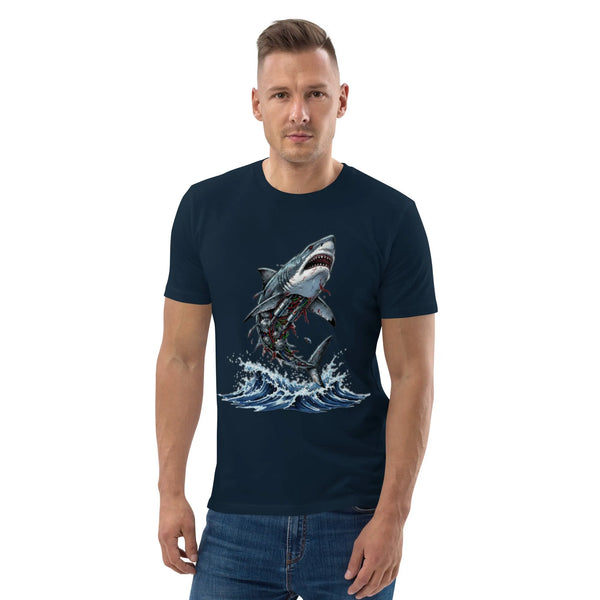 Mecha Shark T-Shirt | Sustainable Organic Cotton Graphic Tee - Sustainable Organic Design | Detailed Alternative View