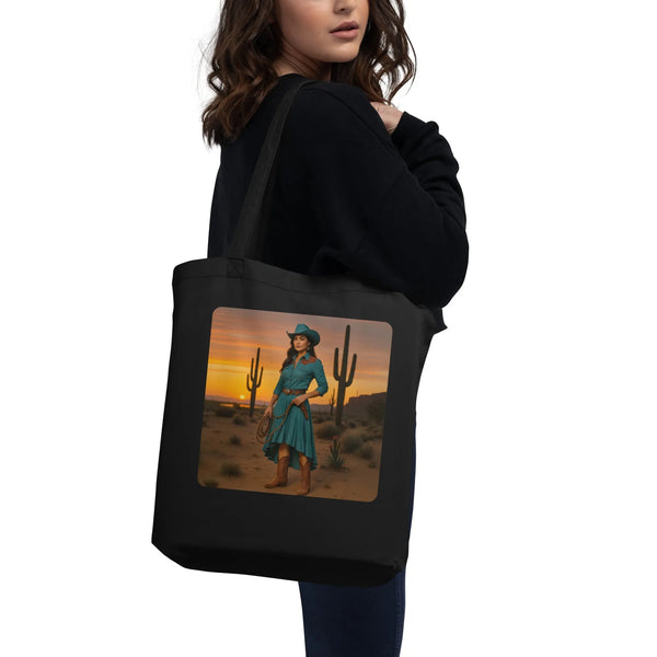 Sonoran Sunset Tote | Organic Cotton Southwestern Design - Sustainable Organic Design | Detailed Alternative View